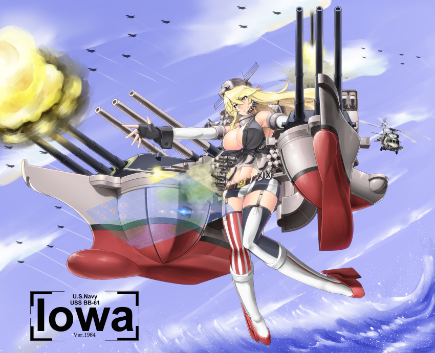 1girl, absurdres, blonde_hair, blue_eyes, breasts, garter_straps, headgear, highres