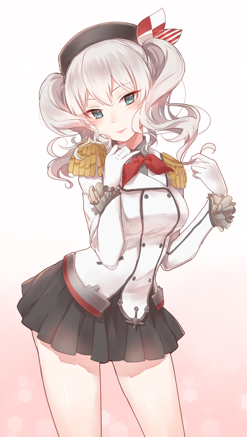 1girl, beret, blue_eyes, buttons, epaulettes, gloves, hat, highres