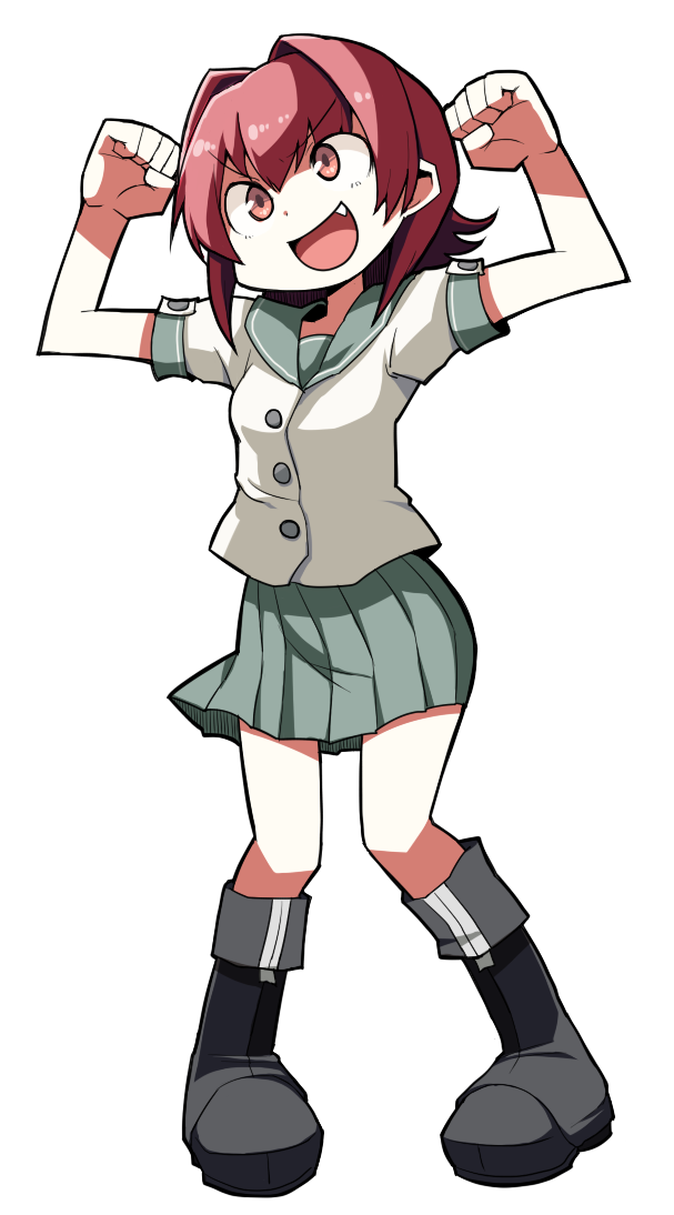 1girl, dokan_(dkn), kantai_collection, kinu_(kantai_collection), open_mouth, red_eyes, redhead, school_uniform