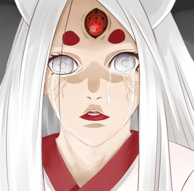 1girl, crying, crying_with_eyes_open, facial_mark, forehead_mark, horns, kobaku, lipstick