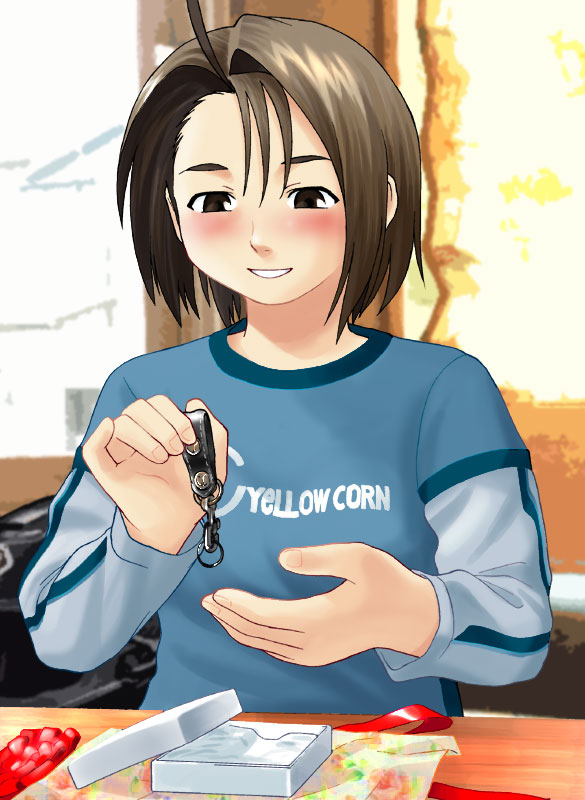 androgynous, blush, capcom, collar, justice_gakuen, kazama_akira, present, reverse_trap, rival_schools, shiritsu_justice_gakuen, solo, tomboy, tsukinowa, tsukinowa_kumatarou