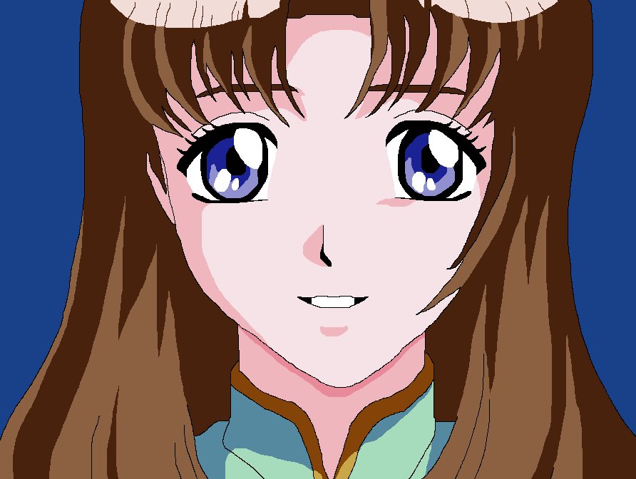 blue_eyes, brown_hair, mushrambo, smile, yakumo