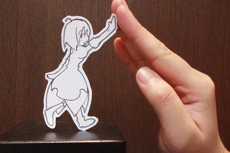 ahoge, estellise_sidos_heurassein, high_five, highfive, jpeg_artifacts, lowres, paper_child, papercraft