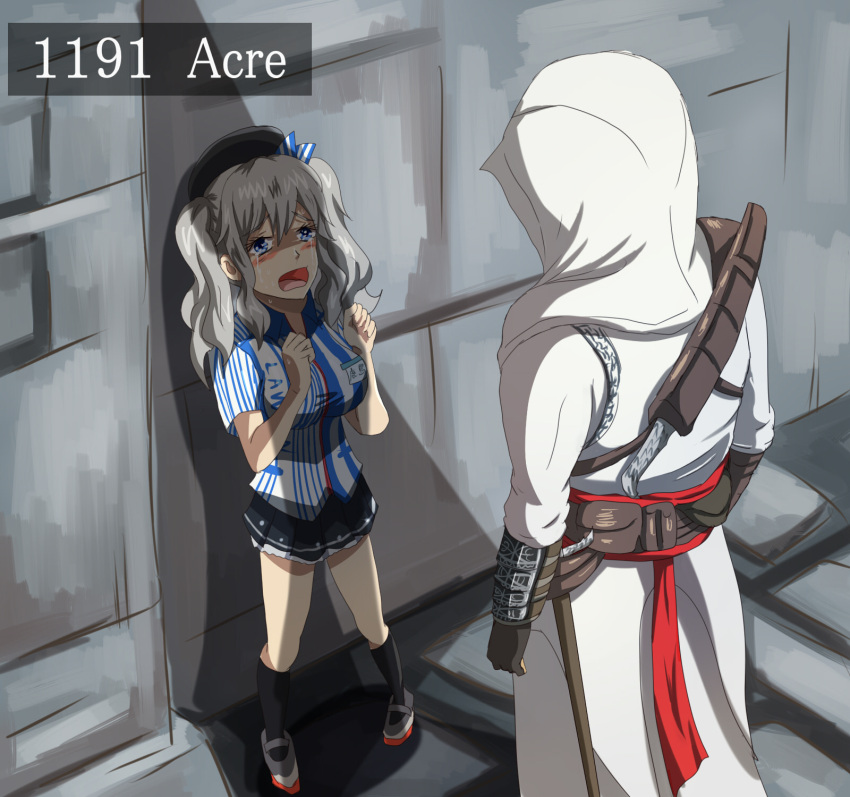 1girl, altair_ibn_la-ahad, assassin's_creed, assassin's_creed_(series), blue_eyes, blush, breasts, commentary_request