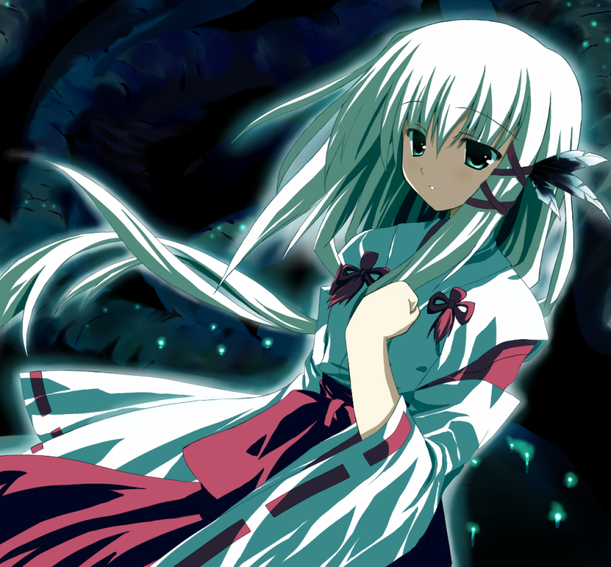 green_eyes, hair_ornament, japanese_clothes, long_hair, miko, nami_(tousui_kitan), nami_(tousuikitan), tousui_kitan