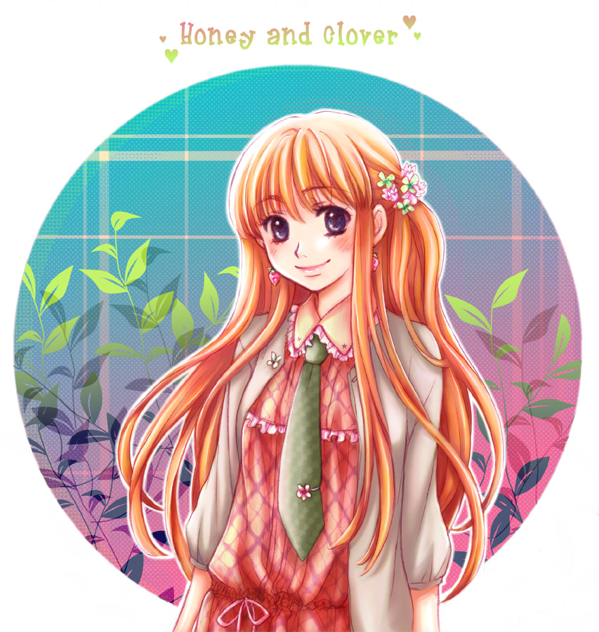 hinonekoku, honey_and_clover, long_hair, necktie, orange_hair, smile, yamada_ayumi