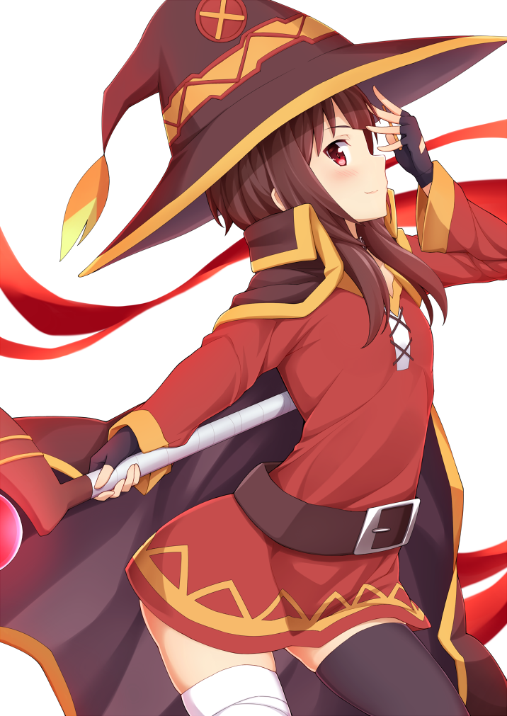 1girl, bandages, belt, black_gloves, black_legwear, blush, brown_hair, cape