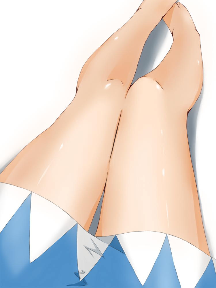 1girl, bare_legs, barefoot, blue_dress, cirno, dress, from_behind, legs_together, mizune_(winter), shiny, shiny_skin, simple_background, sitting, solo, thigh_gap, toenails, toes, touhou, white_background