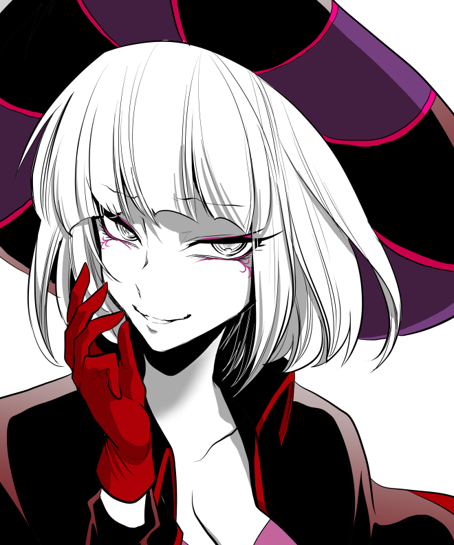 1girl, breasts, cape, claude_frollo, cleavage, disney, evil_smile, eyeliner
