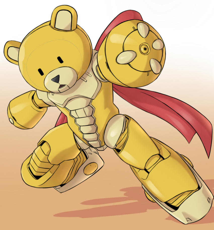 beargguy_iii, bow, gradient, gradient_background, gundam, gundam_build_fighters, highres, leg_up