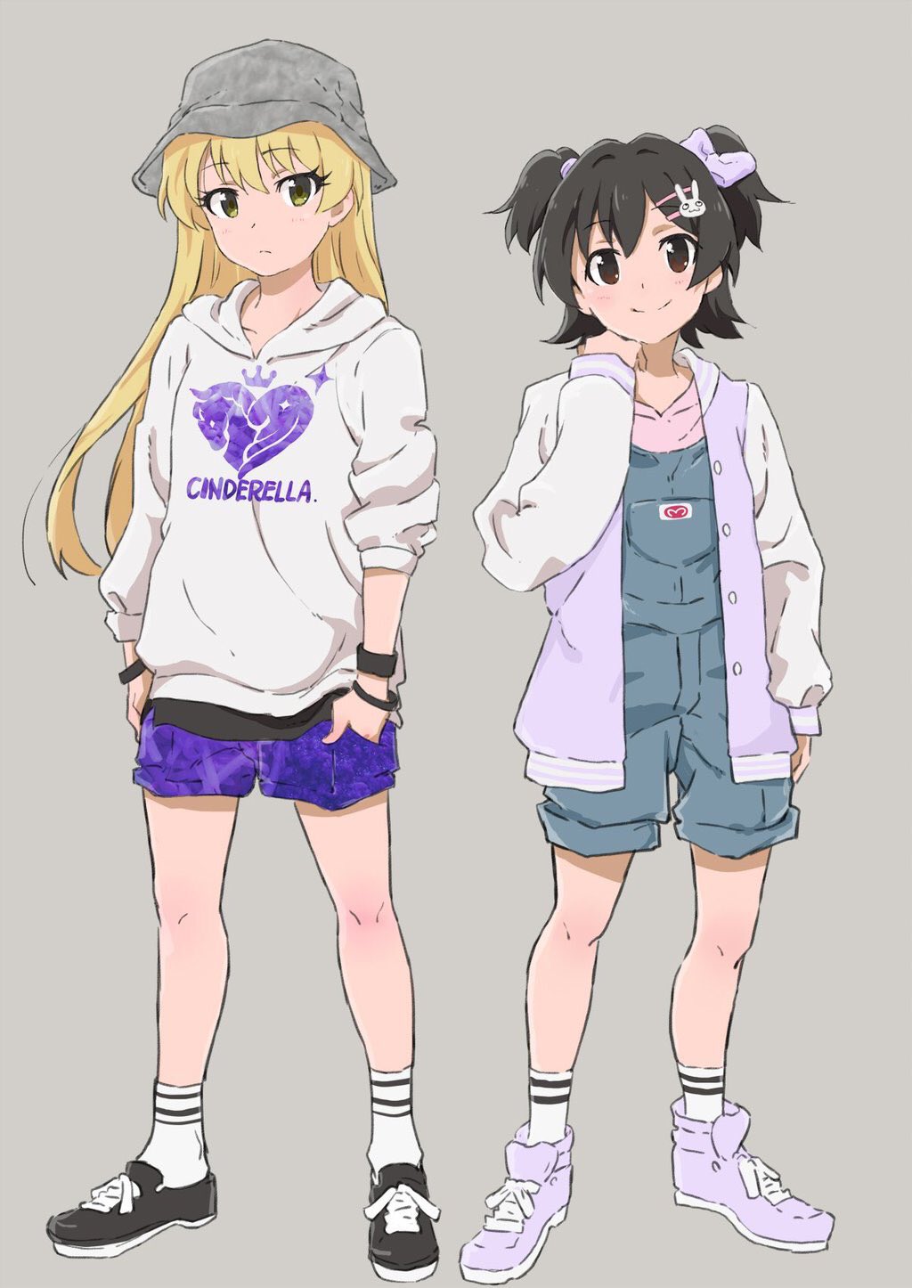 abancho, akagi_miria, black_hair, blonde_hair, brown_eyes, green_eyes, hat, highres