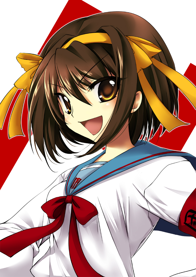 brown_eyes, brown_hair, hairband, narumizg, school_uniform, short_hair, suzumiya_haruhi, suzumiya_haruhi_no_yuuutsu