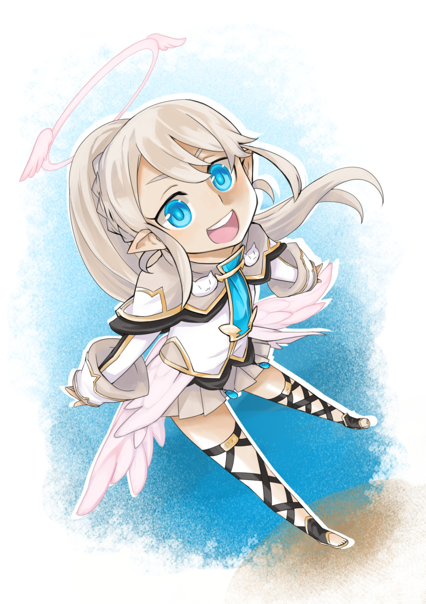 1girl, blonde_hair, blush, halo, highres, liliana_hart, long_hair, open_mouth