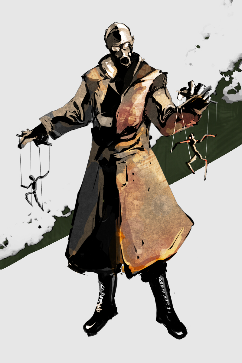 gas_mask, gloves, highres, marionette, metal_gear_solid, psycho_mantis, trench_coat, trenchcoat