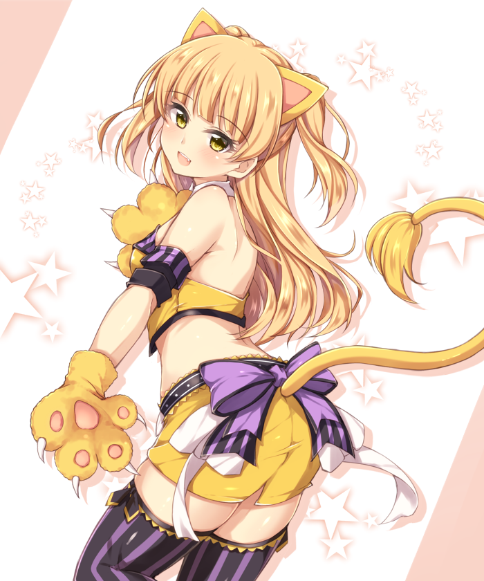 1girl, animal_ears, blonde_hair, blush, bow, detached_collar, detached_sleeves, gloves