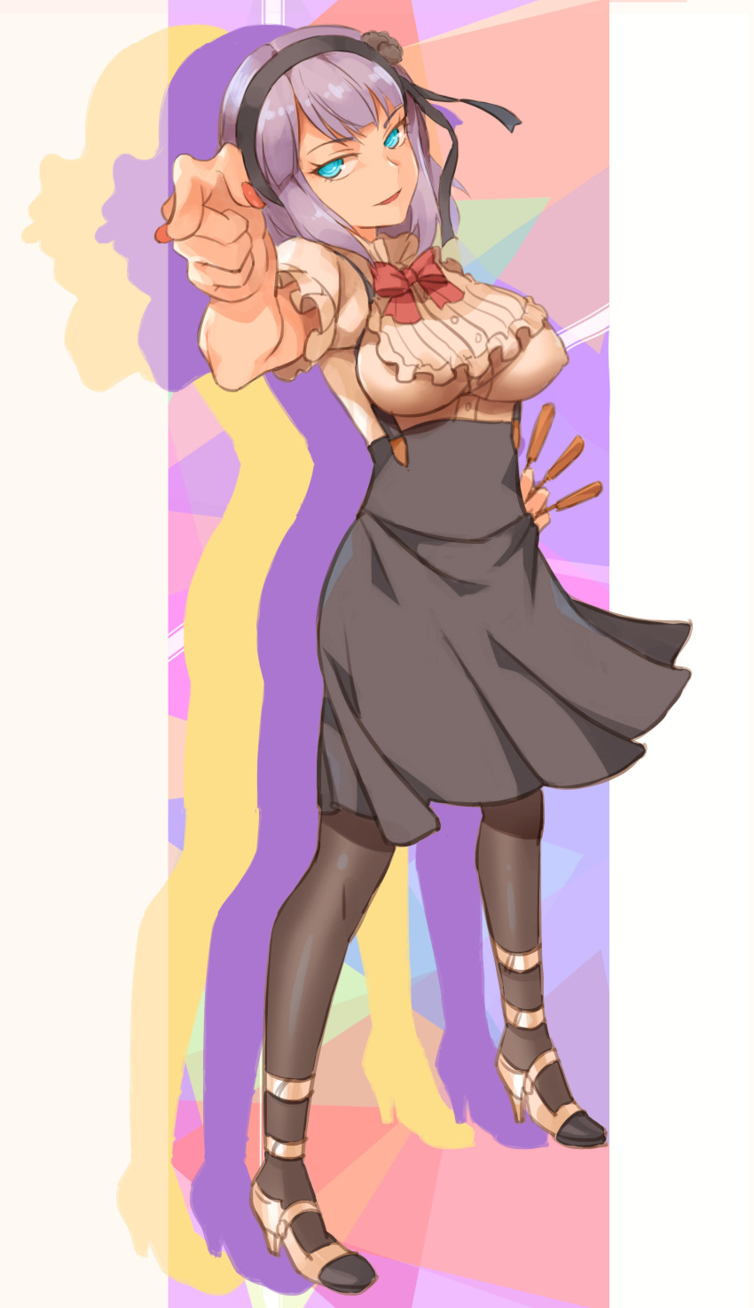 1girl, absurdres, bag, between_fingers, black_legwear, black_rose, blue_eyes, blush