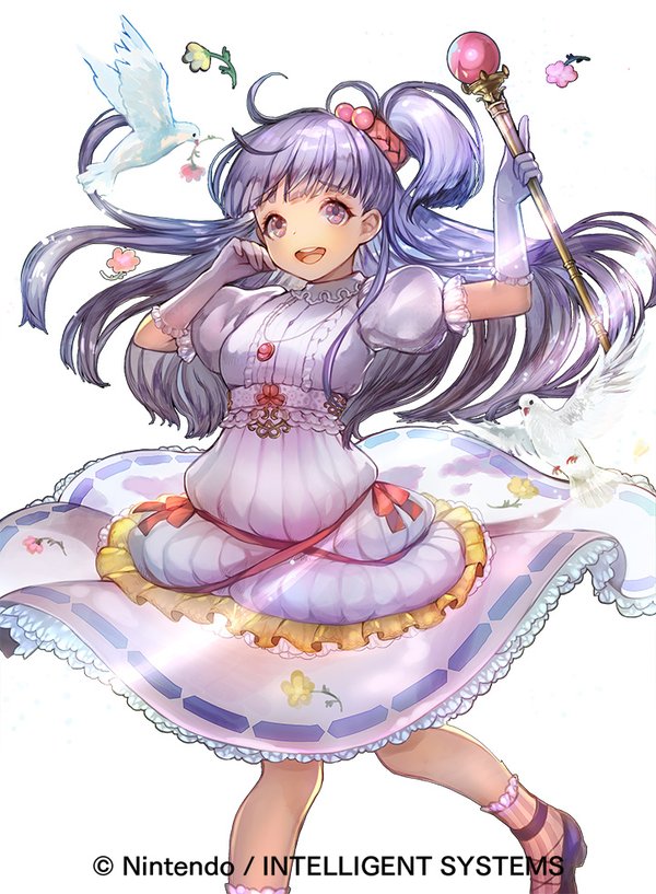 1girl, bangs, bird, dress, fire_emblem, fire_emblem:_shin_monshou_no_nazo, fire_emblem_cipher, flower