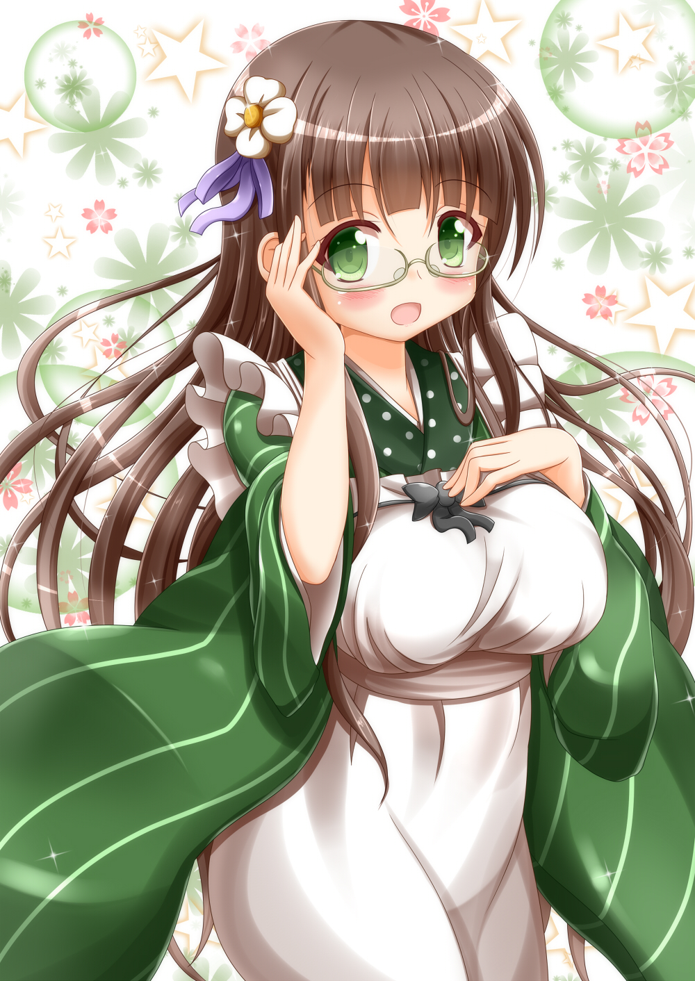 1girl, ama_usa_an_uniform, bespectacled, brown_hair, glasses, gochuumon_wa_usagi_desu_ka?, green_eyes, highres