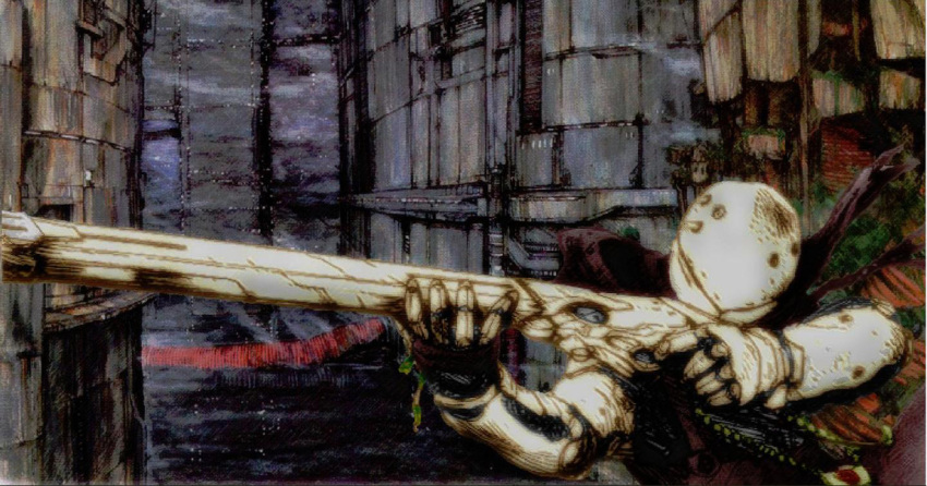 aiming, armor, blame!, colored, electrofisher, full_armor, nihei_tsutomu, science_fiction