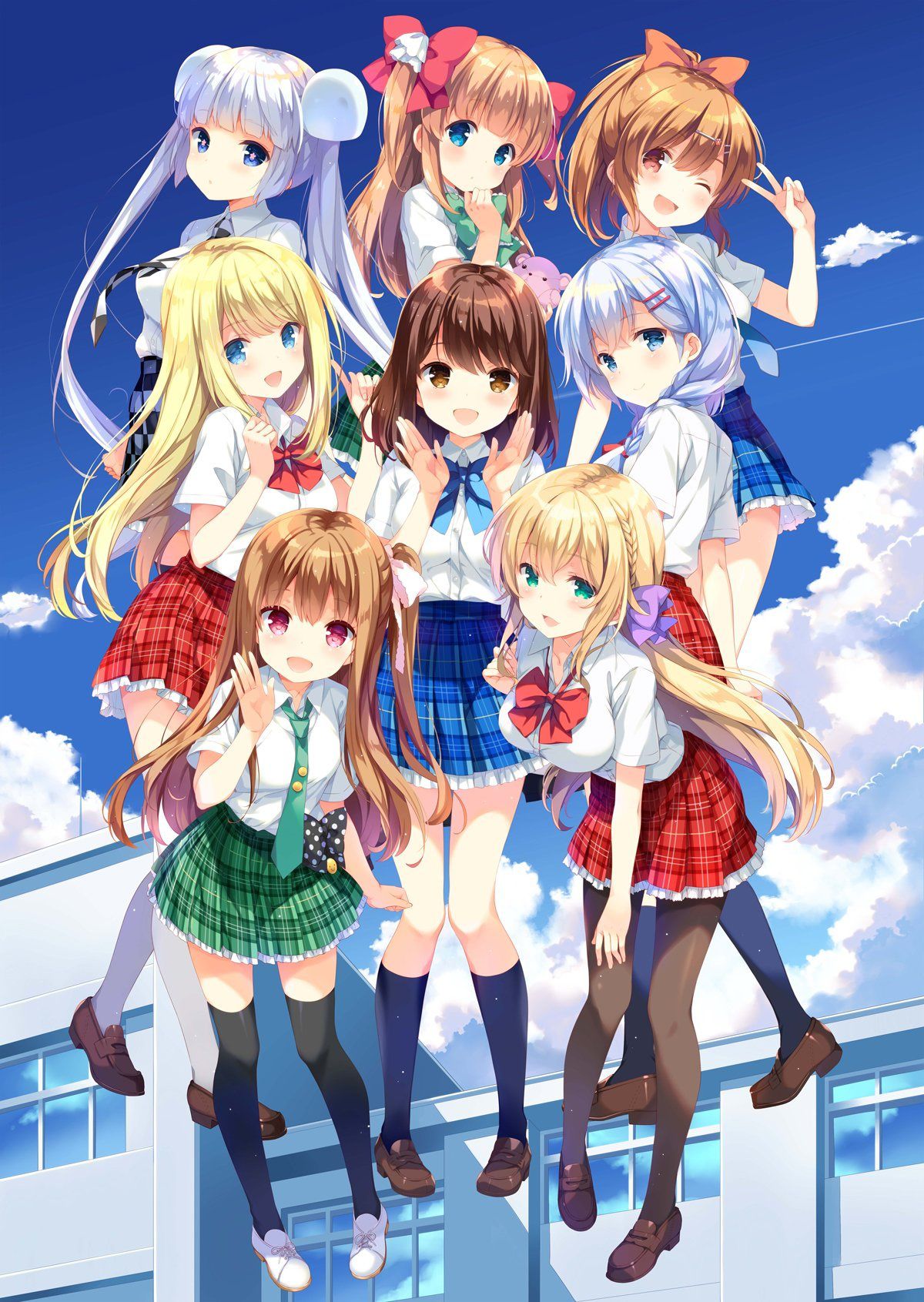 asahina_momoko, chloe_lemaire, girlfriend_(kari), highres, miss_monochrome_(character), mochizuki_erena, multiple_girls, official_art