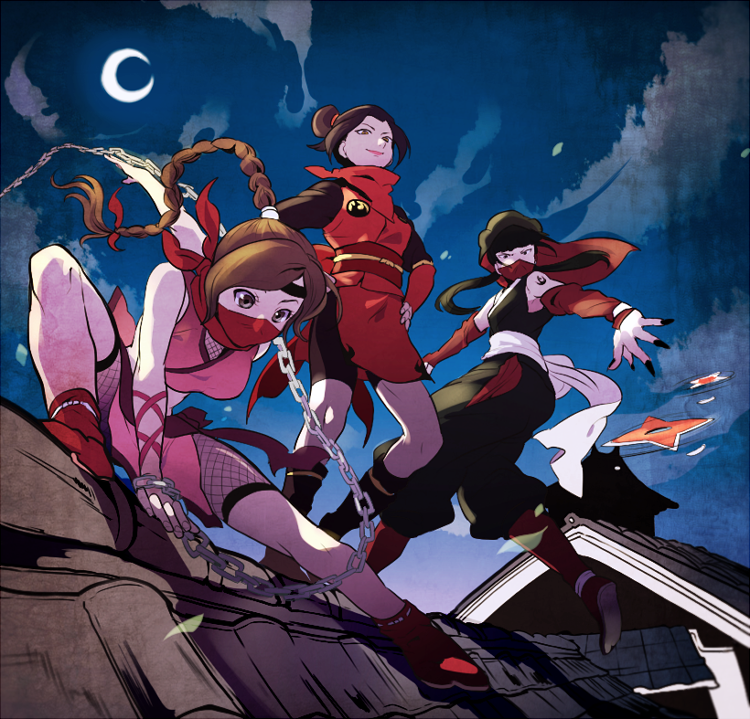 3girls, arm_behind_back, arm_ribbon, armor, avatar:_the_last_airbender, azula, bangs, black_hair