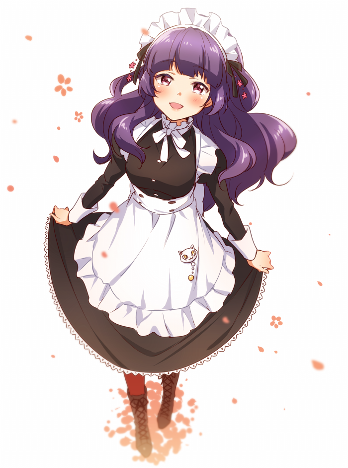 1girl, :3, apron, curtsey, iwaoka_(sikabanenomiti_park), long_hair, looking_at_viewer, maid