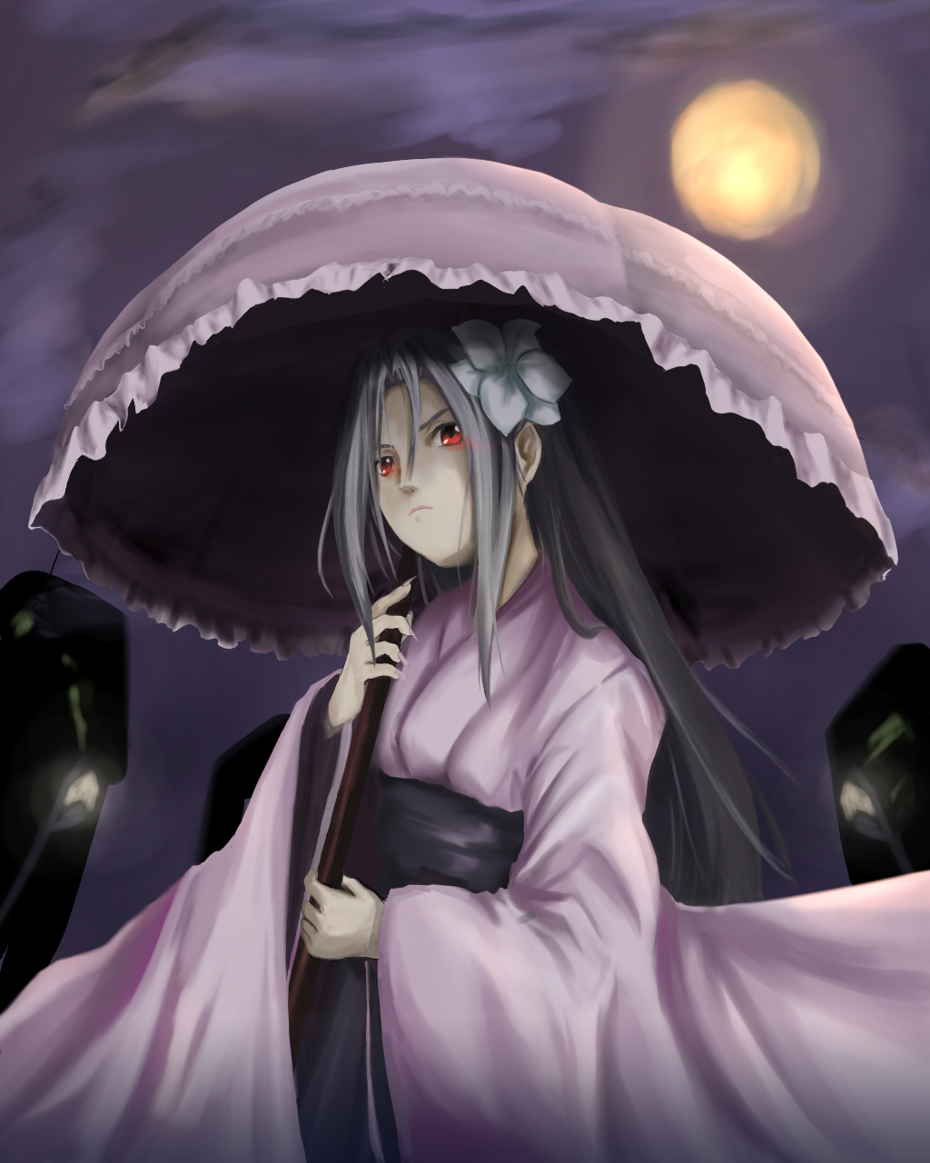 ga-rei, ga-rei_zero, hair_flower, hair_ornament, highres, isayama_mei, japanese_clothes, kimono