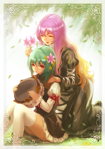 2girls, hijiri_byakuren, lowres, moff_riko, multiple_girls, shiki_eiki, touhou