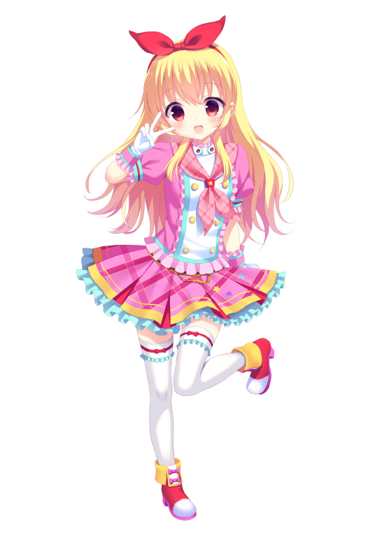 1girl, aikatsu!, blonde_hair, blush, bow, frilled_skirt, frills, full_body