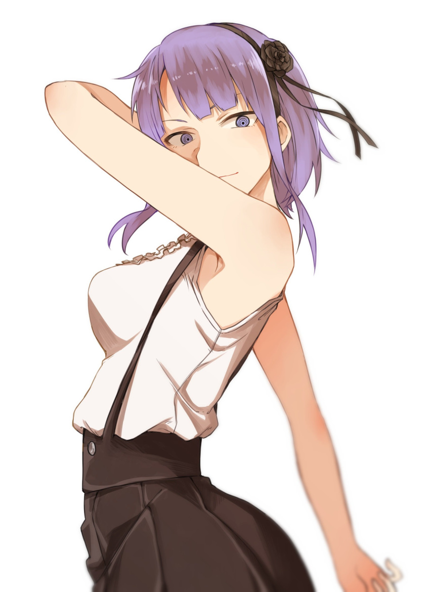 1girl, absurdres, black_rose, blue_eyes, dagashi_kashi, flower, hair_ornament, hair_ribbon