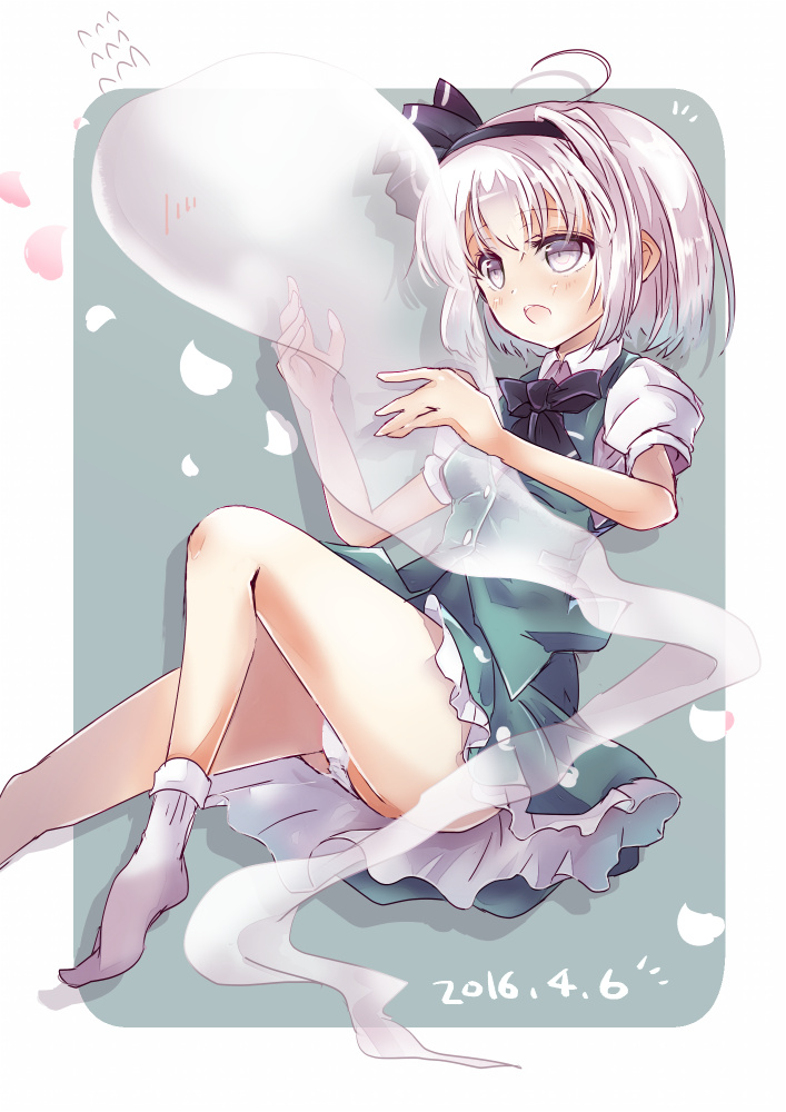 1girl, ahoge, blush, dated, flying_sweatdrops, full_body, grey_eyes, hairband