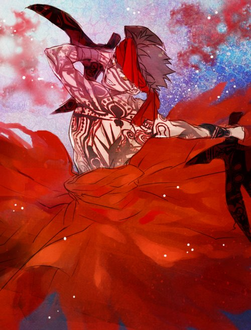 1boy, avenger, black_hair, brown_eyes, dual_wielding, fate/hollow_ataraxia, fate_(series), full_body_tattoo