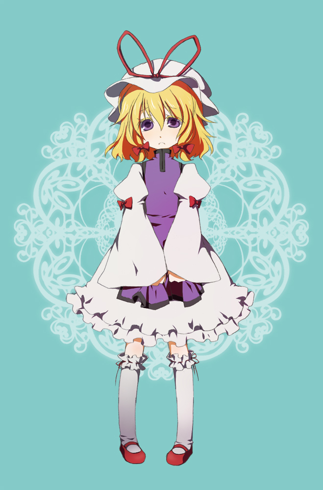 ayuko, blonde_hair, child, frown, hat, pigeon-toed, purple_eyes, short_hair