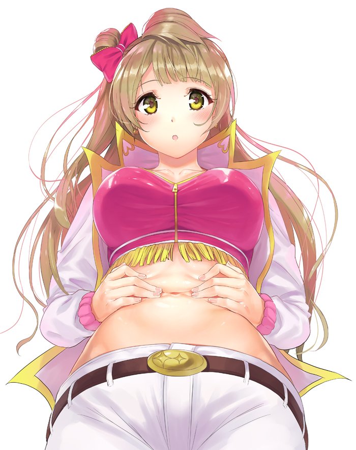 1girl, :o, belt, blush, bow, breasts, brown_eyes, brown_hair