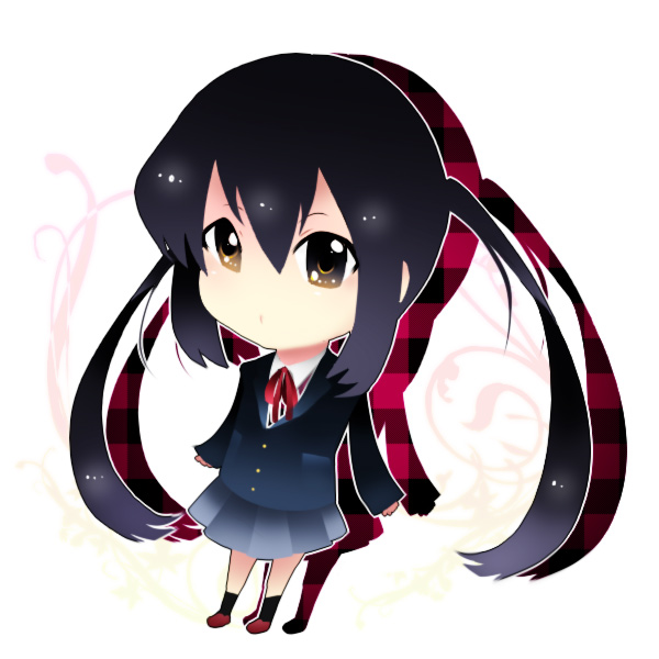black_hair, brown_eyes, chibi, k-on!, long_hair, nakano_azusa, school_uniform, shika