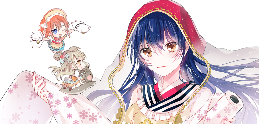 3girls, blue_hair, chibi, kousaka_honoka, long_hair, love_live!_school_idol_festival, love_live!_school_idol_project, minami_kotori