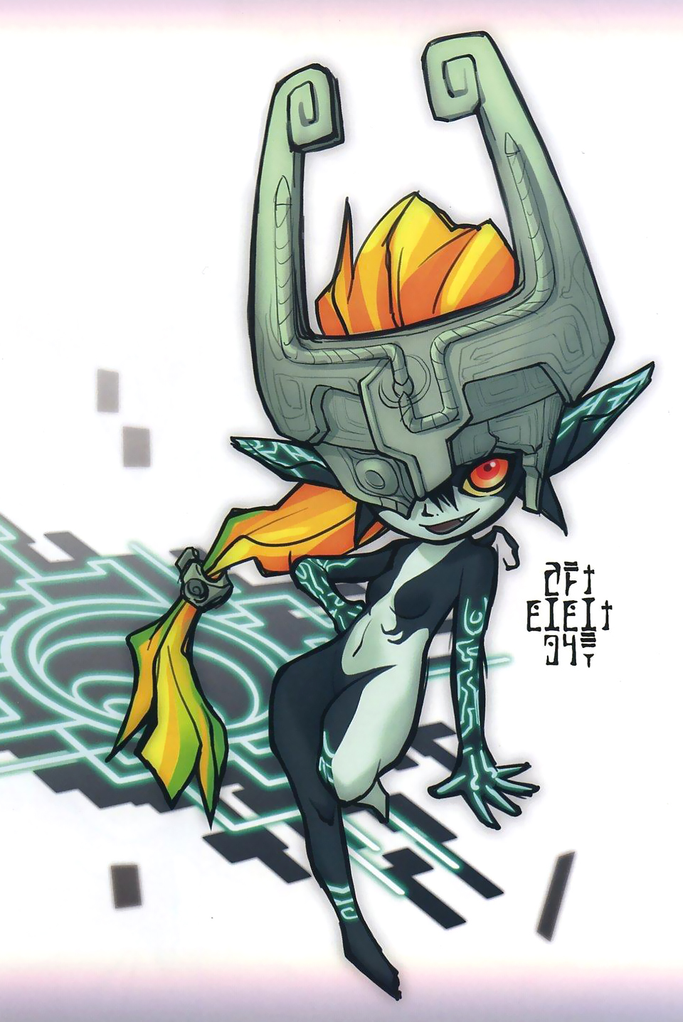 hand_on_hip, helmet, highres, hole, itou_noiji, midna, navel, nintendo