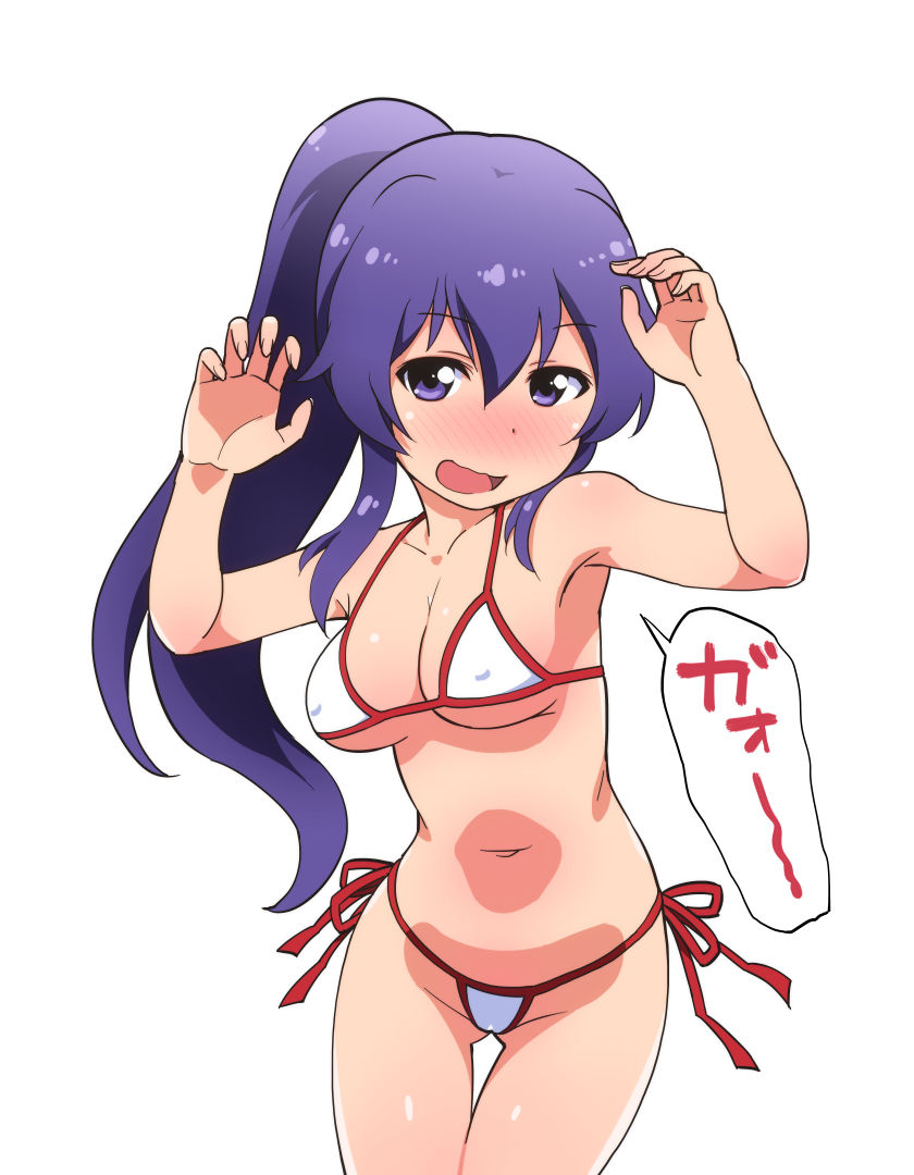 1girl, bikini, blush, covered_nipples, elf_k, jpeg_artifacts, long_hair, oshimoto_yuri