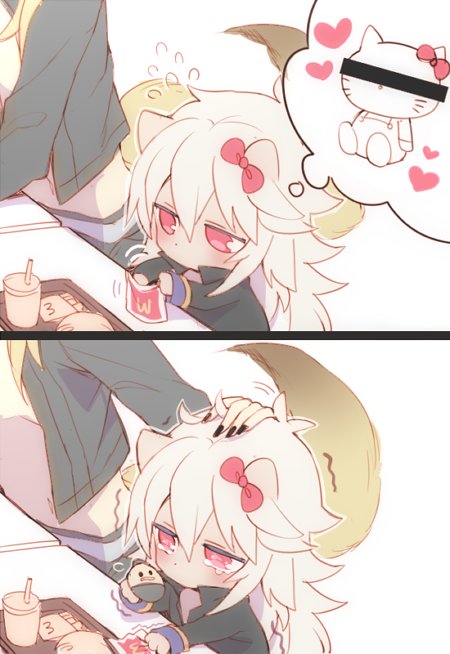 2boys, 2koma, aion_(show_by_rock!!), arisugawa_maple, black_nails, bow, brand_name_imitation, censored