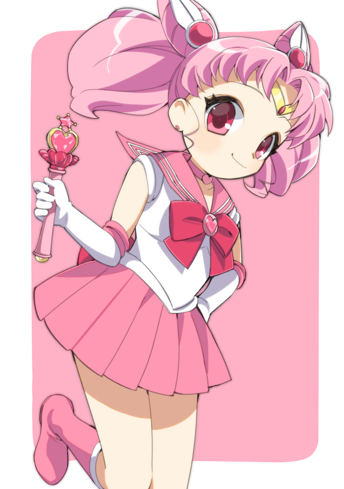 1girl, bishoujo_senshi_sailor_moon, bow, chibi_usa, choker, circlet, double_bun, ear_studs