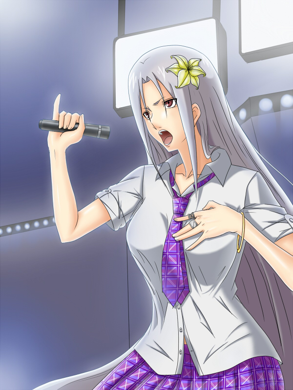 flower, ga-rei, ga-rei_zero, hair_flower, hair_ornament, isayama_mei, jewelry, karaoke