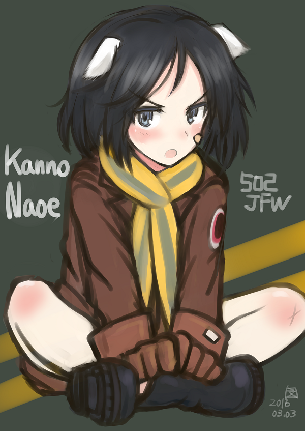 1girl, animal_ears, bandaid, bandaid_on_face, black_hair, blue_eyes, blush, boots