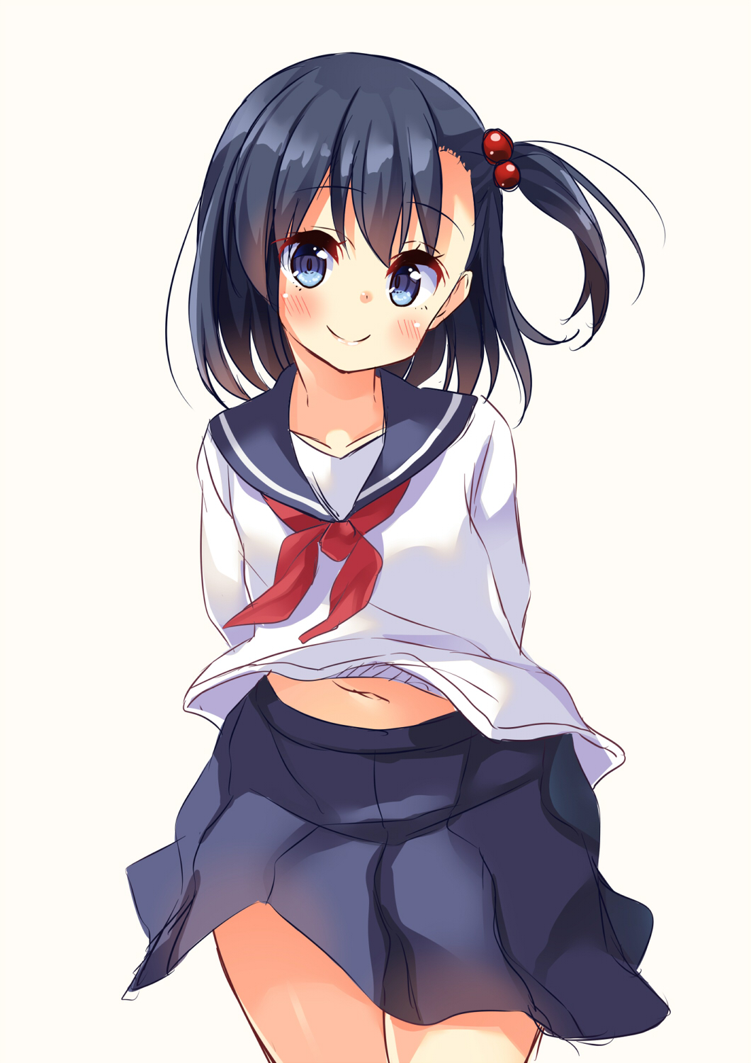 1girl, asa_no_ha, black_hair, blue_eyes, highres, ooya-san_wa_shishunki, satonaka_chie_(ooya-san_wa_shishunki), school_uniform