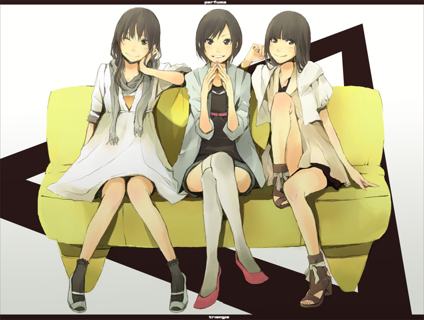 3girls, :p, :q, a~chan, belt, blush, bow, buckle