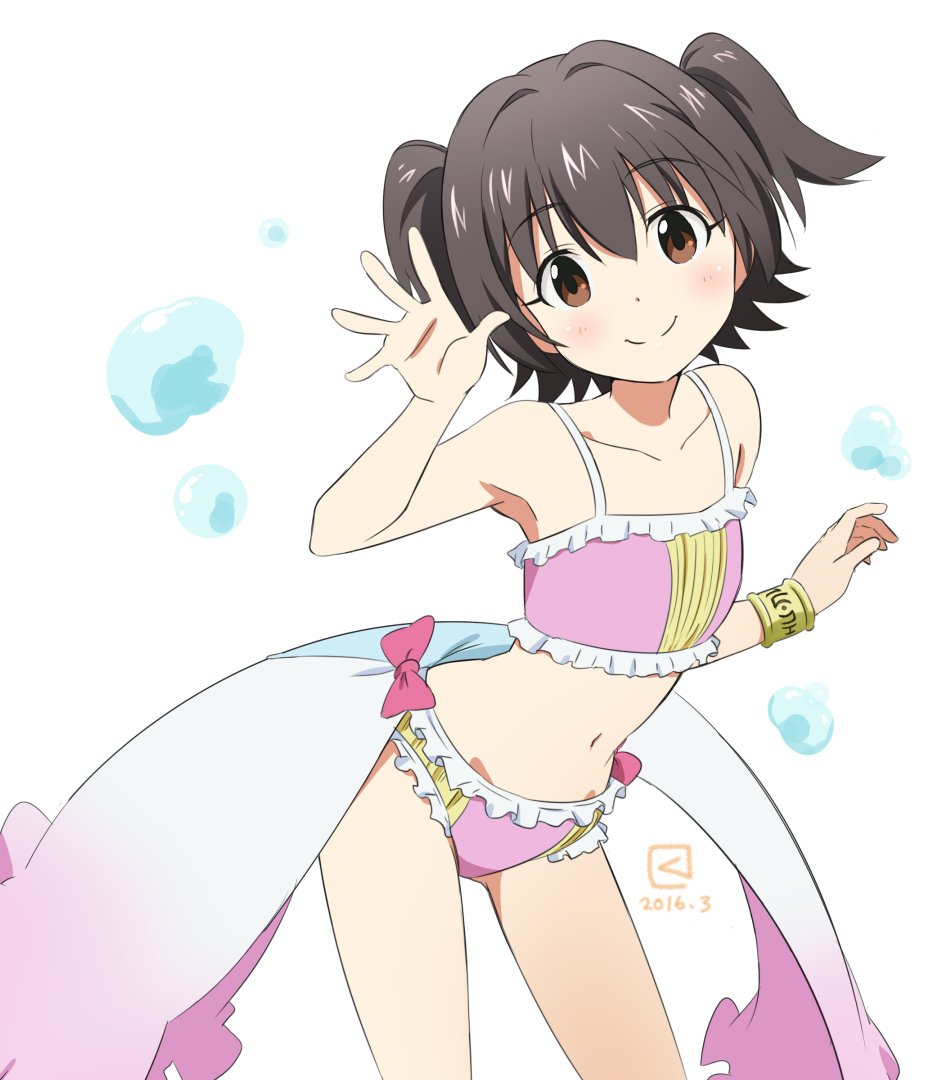 1girl, akagi_miria, black_hair, brown_eyes, cosplay, dated, hanami_yuzuka, hanami_yuzuka_(cosplay)