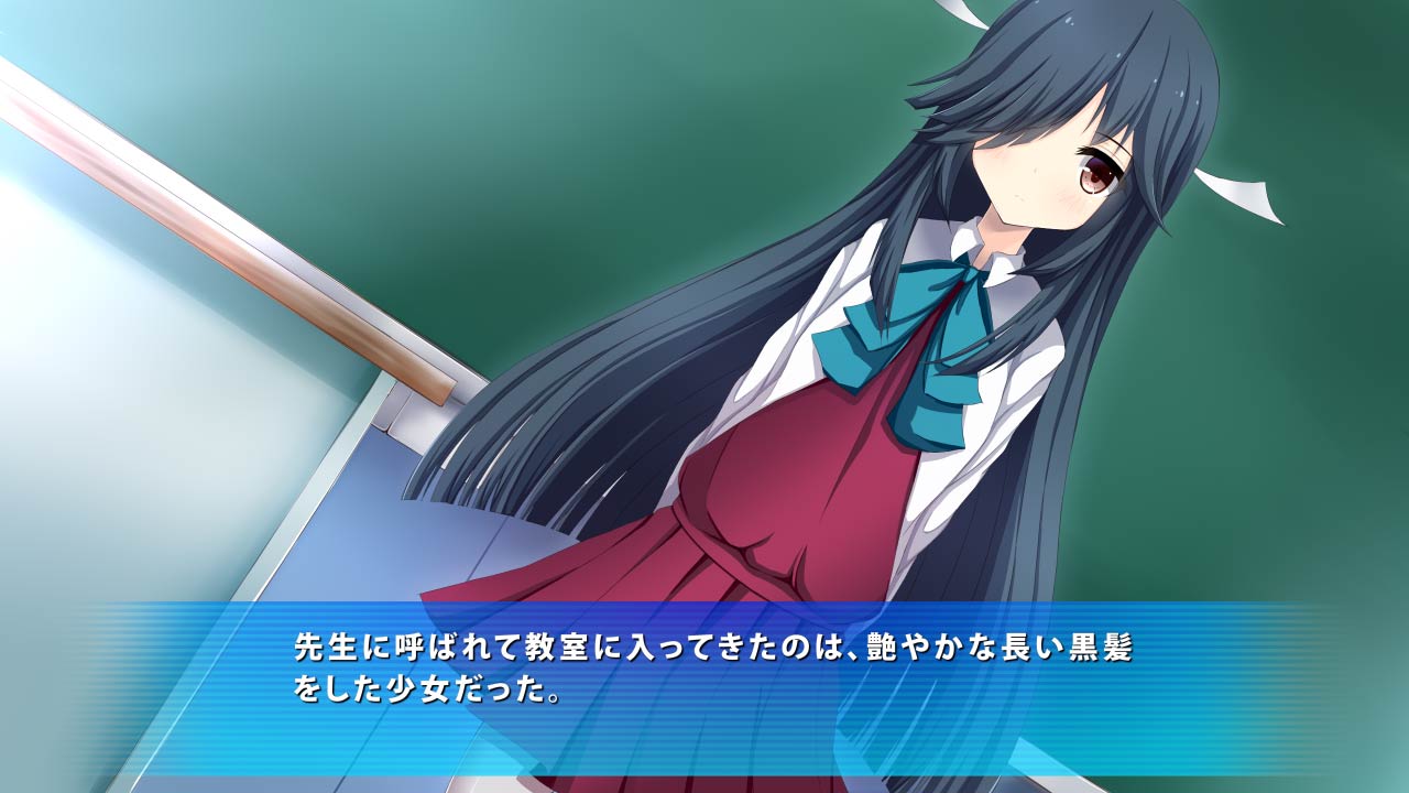 1girl, arms_behind_back, black_hair, blouse, bow, bowtie, brown_eyes, chalkboard