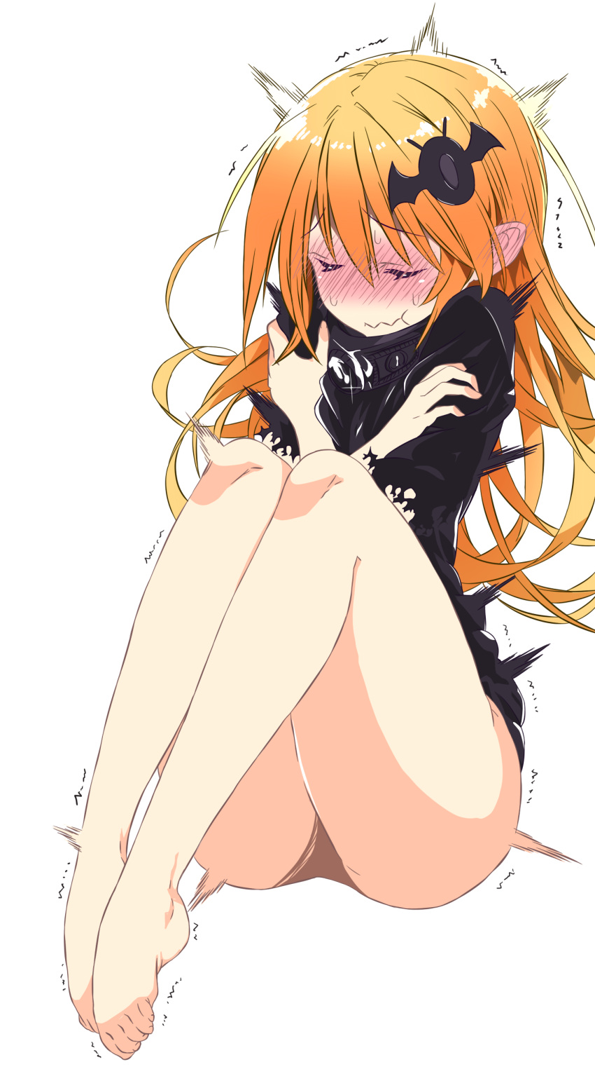 1girl, absurdres, amon_patricia, bat_hair_ornament, blonde_hair, blush, ear_blush, floor_ni_maou_ga_imasu