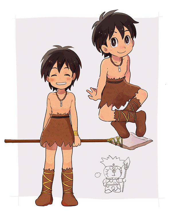 1boy, black_hair, boots, brown_eyes, doraemon, doraemon:_nobita_no_nihon_tanjou, doraemon_(character), kukuru_(doraemon)