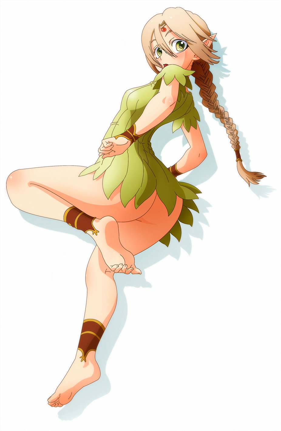 1girl, ankle_wraps, anklet, aria_(tokiwa_kitareri!!), ass, barefoot, blonde_hair, blush