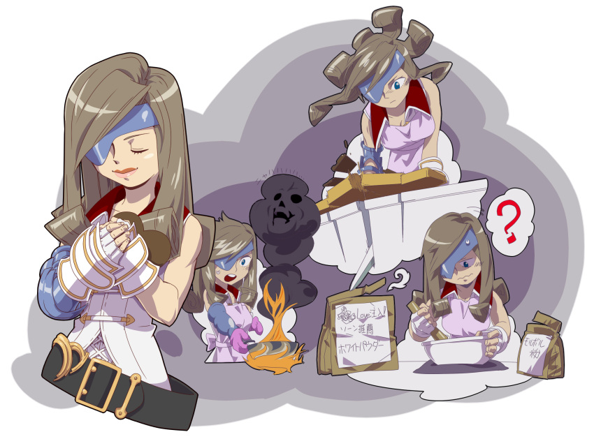06erunium, 1girl, apron, beatrix, belt, blue_eyes, breasts, brown_hair